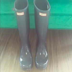 Gray Tall Hunter Rain Boots